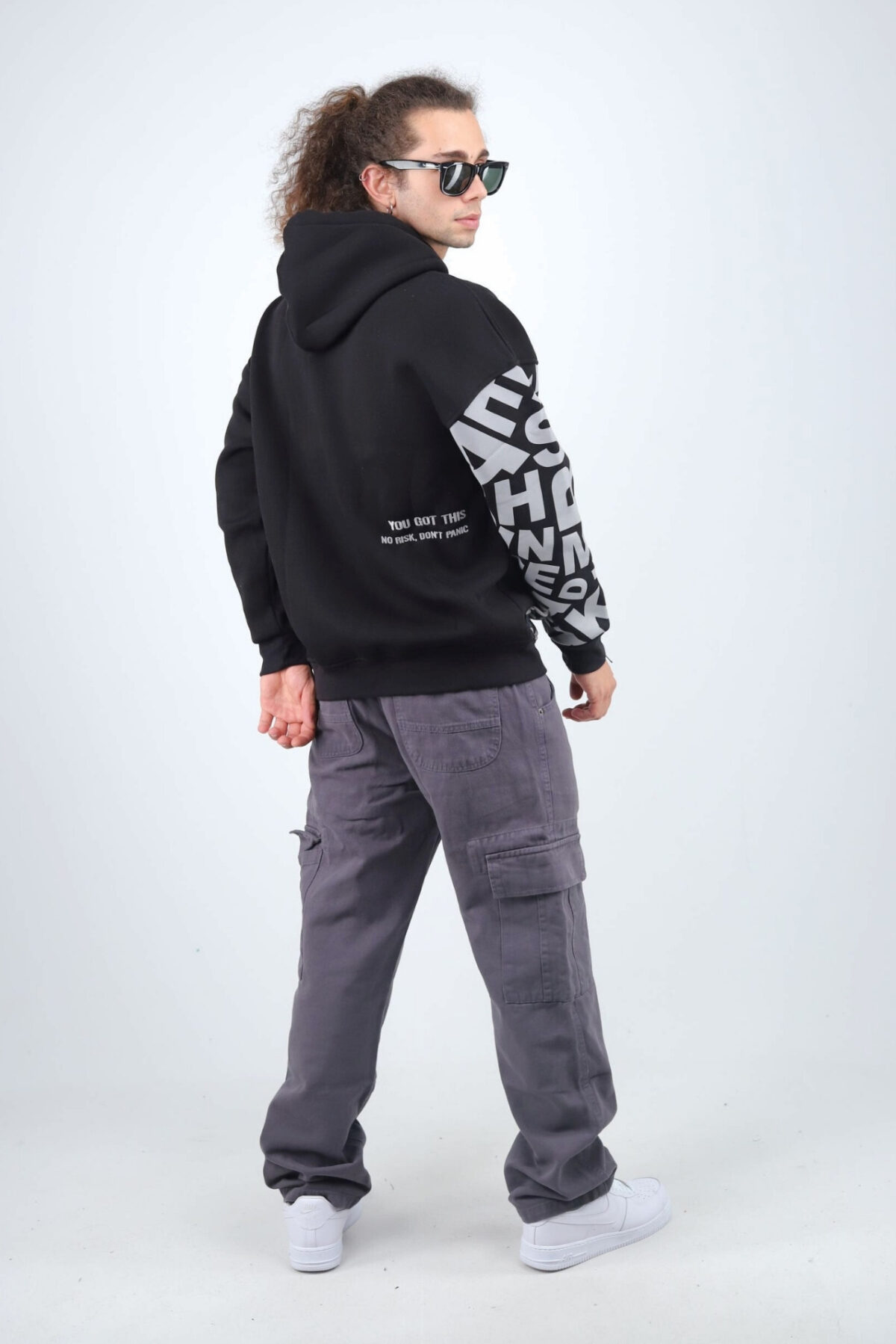 Alfabe Siyah Hoodie