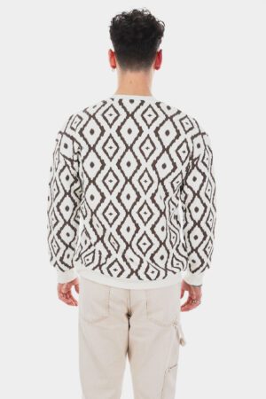 B Yaka Etnik Beyaz Sweatshirt