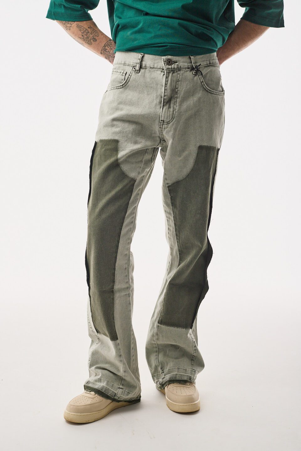 Parçalı Carpenter Yeşil Baggy Kot Pantolon