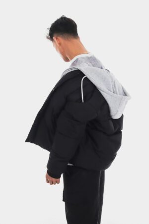 Hırka Detaylı Siyah Şişme Mont