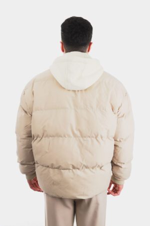 Hırka Detaylı Krem Şişme Mont
