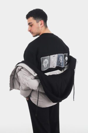 Hırka Detaylı Gri Şişme Mont