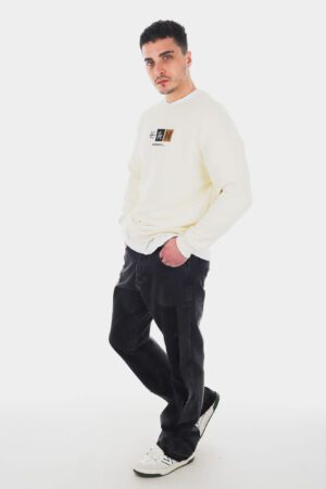 Patch Detaylı 3 İplik B Yaka Krem Sweatshirt