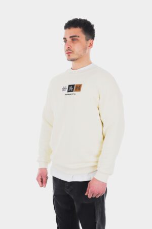 Patch Detaylı 3 İplik B Yaka Krem Sweatshirt