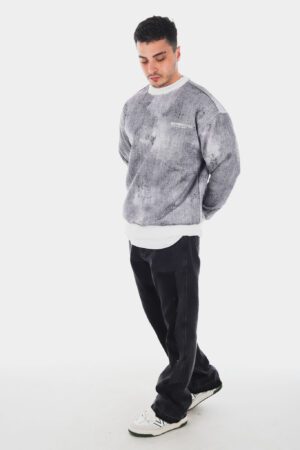 Dijital Baskı Karıncalı Gri Sweatshirt