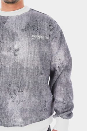 Dijital Baskı Karıncalı Gri Sweatshirt