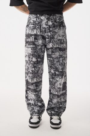 132-Allover-Urban-Siyah-Beyaz-Baggy-Para-t-Pantolon-3