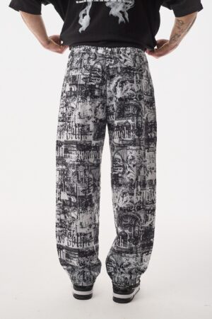 132-Allover-Urban-Siyah-Beyaz-Baggy-Para-t-Pantolon