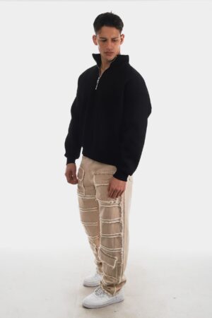 287-Yar_m-Fermuar-Siyah-Basic-Sweatshirt