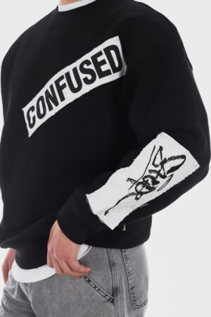 293-Confused-Siyah-B-Yaka-Sweatshirt