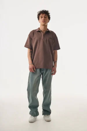 351-410PY001-Blaze-Kahverengi-Polo-Yaka-T-Shirt