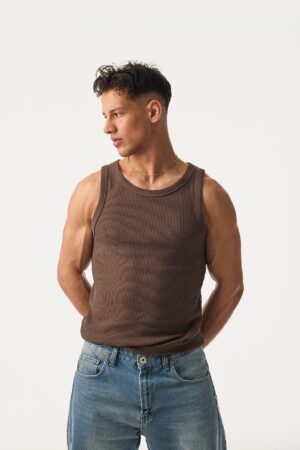 369-410AT003-Premium-Fitilli-Tank-Top-Kahverengi-Atlet