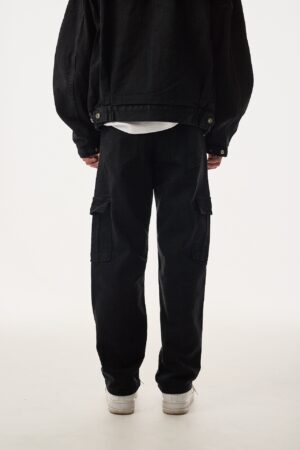 375-410PT006-Velour-Siyah-Baggy-Kargo-Pantolon-1