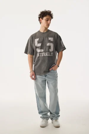 392-410TS024-Naturally-55-Gri-T-Shirt