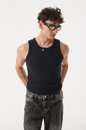 405-410AT005-Premium-Fitilli-Tank-Top-Siyah-Atlet