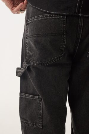 448-410KPT014-Hip-Carpenter-Siyah-Baggy-Kot-Pantolon