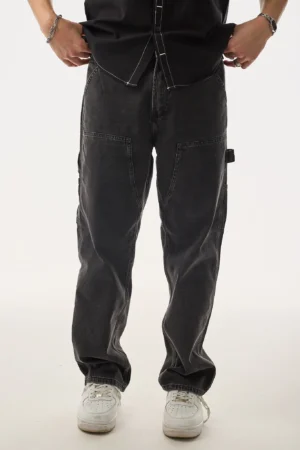 448-410KPT014-Hip-Carpenter-Siyah-Baggy-Kot-Pantolon